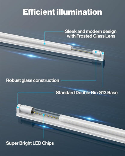 Sunco 50 Pack T8 LED Bulbs 4 Foot, 48 Inch Tube Light Bulbs Fluorescent Replacement, Single or Double Ended Hybrid Type A+B, 2400 LM, 20W, 5000K Daylight, Frosted Lens ETL
