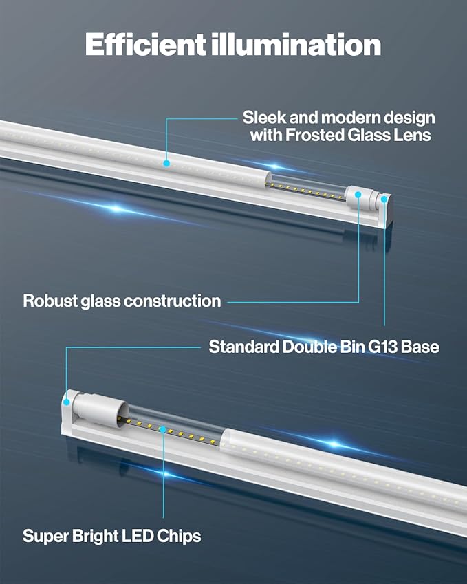 Sunco 80 Pack T8 LED Bulbs 4 Foot, 48 Inch Tube Light Bulbs Fluorescent Replacement, Single or Double Ended Hybrid Type A+B, 2400 LM, 20W, 5000K Daylight, Frosted Lens ETL