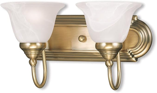 Livex Lighting 1002-01 Belmont 2-Light Bath Light, Antique Brass