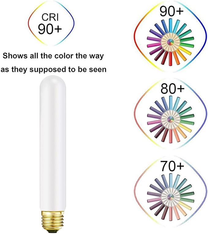 T10 LED Light Bulb 7.3inch E26 Base Matt Opal Porcelain Warm White 2700K Dimmable Edison 6W Led Tubular Bulb,600LM,60 Watt Equivalent,Outside Frosted Glass,for Cabinet Display Cabinet etc,4 Pack.