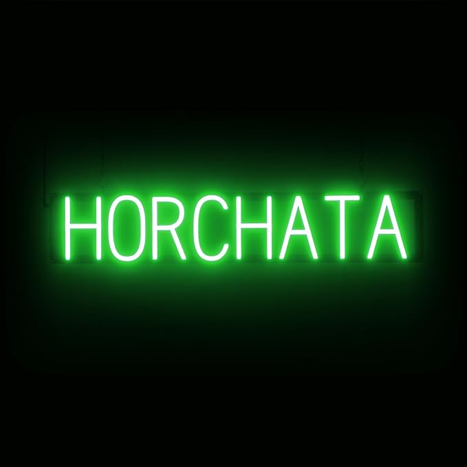 SpellBrite HORCHATA Sign | Mexican Food-Related Sign with Neon Look, Green LED Light Source | 32.9" x 6.3"