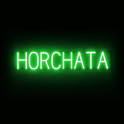 SpellBrite HORCHATA Sign | Mexican Food-Related Sign with Neon Look, Green LED Light Source | 32.9" x 6.3"