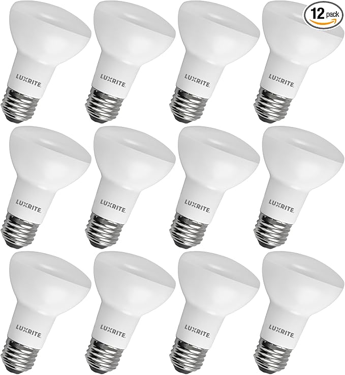 LUXRITE BR20 LED Bulb, 45W Equivalent, 5000K Bright White, Dimmable, 460 Lumens, R20 LED Flood Light Bulb 6.5W, Energy Star, Damp Rated, E26 Base, Perfect for Recessed and Track Lighting (12 Pack)