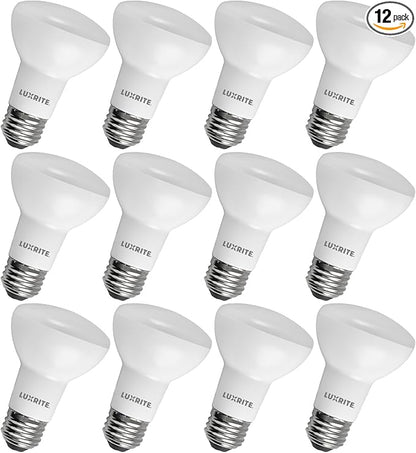 LUXRITE BR20 LED Bulb, 45W Equivalent, 3000K Soft White, Dimmable, 460 Lumens, R20 LED Flood Light Bulb 6.5W, Energy Star, Damp Rated, E26 Base, Perfect for Recessed and Track Lighting (12 Pack)