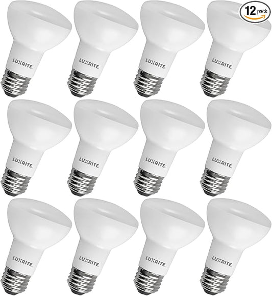 LUXRITE BR20 LED Bulb, 45W Equivalent, 2700K Warm White, Dimmable, 460 Lumens, R20 LED Flood Light Bulb 6.5W, Energy Star, Damp Rated, E26 Base, Perfect for Recessed and Track Lighting (12 Pack)