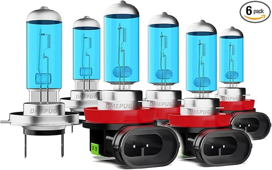 Compatible With Mazda MX-5 MIATA 2006-2015, H11 High Beam + H7 Low Beam + H11 Fog Lights Halogen Light Bulb Combo,Bright Halogen Replacement Headlight Bulbs,Plug N Play, Pack of 6
