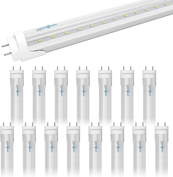 T8 LED Tube Light Bulbs 4 Foot 20W 40W Equivalent, 5000K Daylight 2000LM, T8 T10 T12 Fluorescent Replacement, Dual-end Powered Ballast Bypass, Clear Cover ETL Listed for Garage, 16-Pack