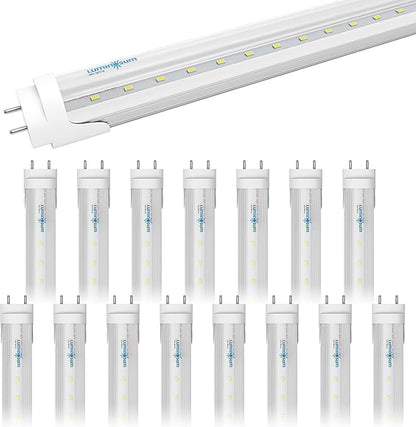 T8 LED Tube Light Bulbs 4 Foot 20W 40W Equivalent, 5000K Daylight 2000LM, T8 T10 T12 Fluorescent Replacement, Dual-end Powered Ballast Bypass, Clear Cover ETL Listed for Garage, 16-Pack