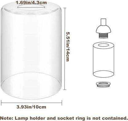 Licperron Clear Glass Replacement Shade 1 Pack, High Transmittance Cylinder Glass Lampshade Covers for Vanity lighting Fixtures Table Lamp Floor Lamp Chandelier Pendant Light