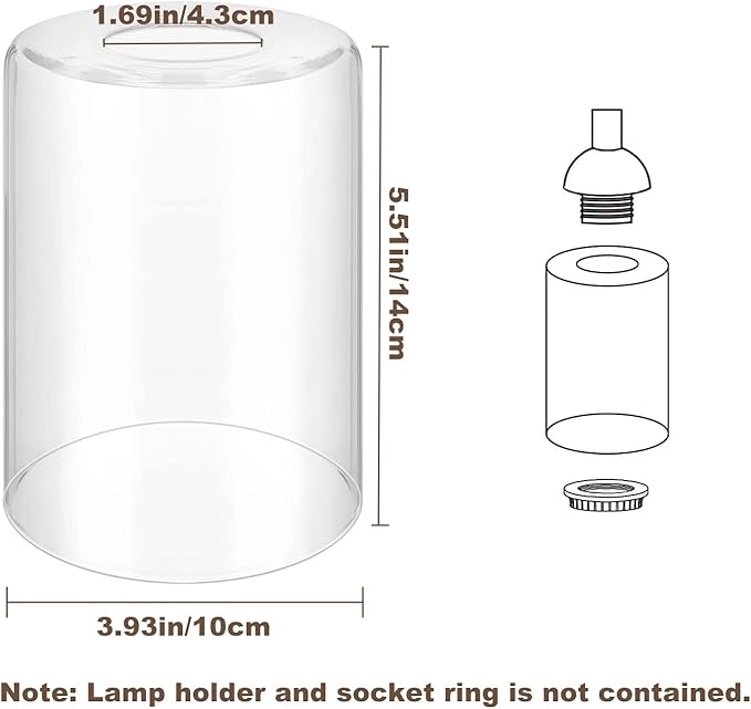 Licperron Clear Glass Lamp Shade Replacement 4 Pack,5.5inch High, 3.9inch Diameter, 1.69inch Fitter, High Transmittance Cylinder Glass Lampshade Covers for Vanity wall light fixtures Pendant Light