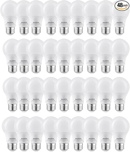 Sunlite A19 Standard LED Light Bulb, 9 Watts (60W Equivalent), 800 Lumens, Bulk 48 Pack, 120 Volts, Non-Dimmable, Medium E26 Base, RoHS, ETL Listed, 4000K Cool White