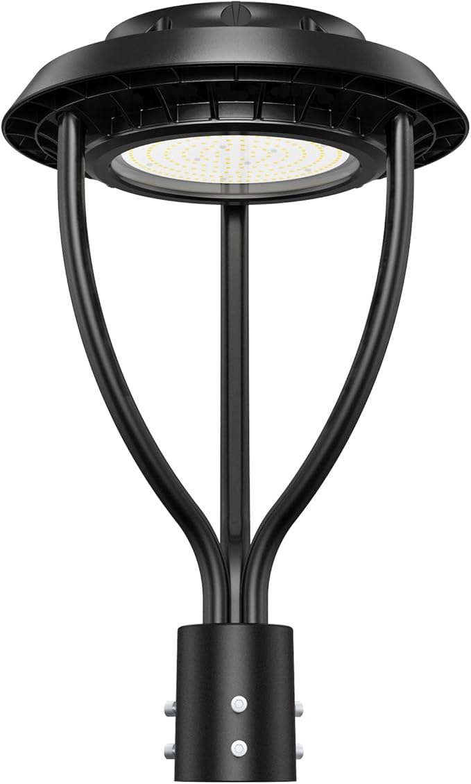 80W LED Post Top Light 80W 64W 48W Adjustable with Dusk to Dawn Photocell,12000LM 5000K Outdoor Pole Lights, IP65 Waterproof Outdoor Post Light Fixtures for Garden Yard ETL DLC Listed