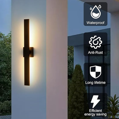 Black Modern LED Outdoor Wall Sconce 31.5" Long Outdoor Wall Lights Exterior Lighting Fixtures for House Porch Patio Garage Front Door, Easily Install Anywhere