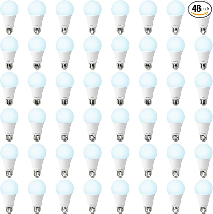48 Pack LED Light Bulbs 100 Watt Equivalent, A19 5000K Daylight, 1500 Lumens, E26 Base, Non-Dimmable, 13 Watt Energy Efficient LED Bulbs for Home Lighting