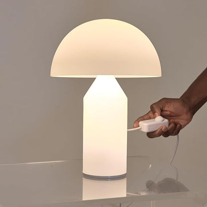 Brightech Venus Glass - 14" Contemporary Table Lamp with Glass Shade and Body - Unique Mushroom Table Lamp - Dimmable LED Light Bulbs for Bedroom Reading, Great Décor for Living Rooms, Offices