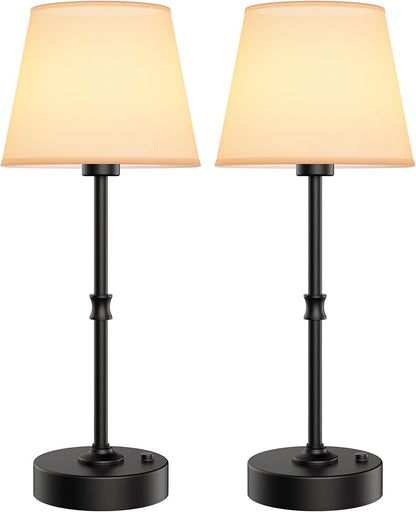 EppieBasic Cordless Table Lamp Rechargeable: Fast Charging & Long Lasting - 2700K Warm Light Vintage Brass Lamps - Dinning Living Room Bedroom - 2 Pack