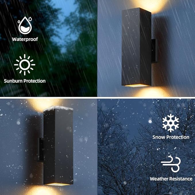SHIMR Smart Outdoor Lights, RGBCW Color Changing Outdoor Lights, Modern Exterior Lighting Fixture Aluminum with Remote Control, Black Up and Down Lighting for House Compatible with Alexa [ETL Listed]