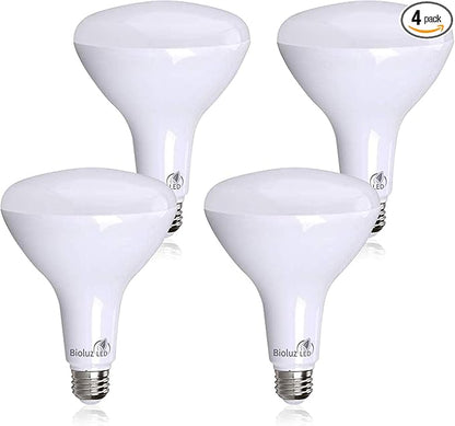 Bioluz LED 4 Pack BR40 LED Light Bulbs - Brightest Dimmable Instant ON Warm White 2700K 120W Equivalent Using 16W 1400 Lumen High CRI Indoor Floodlight Bulb Smooth UL Listed FCC RoHS Compliant