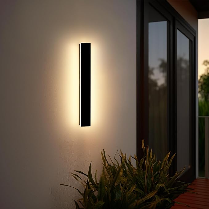 Mikeru 23.6inch Outdoor Wall Light Fixtures, 3000K/4500K/6000K Three Colors Switchable Modern Exterior Wall Sconces Acrylic Invisible Outdoor Lights for Porch