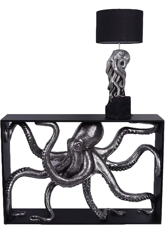 Silver Octopus Table Lamp with Black Shade