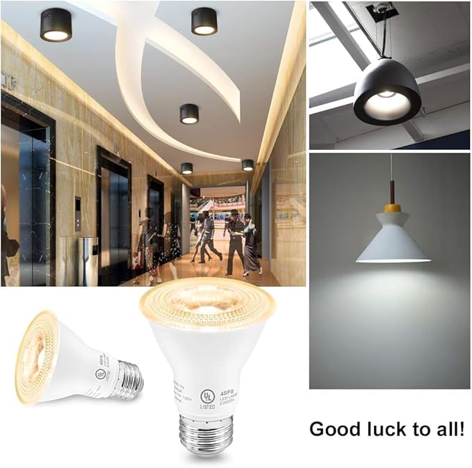 7W Par20 LED Bulb (50W Equivalent), UL Listed, 5000k Daylight White Dimmable Flood Bulbs Lights, 500 Lumens, E26 Base, Recessed Lighting for Indoor Outdoor, 12 Pack