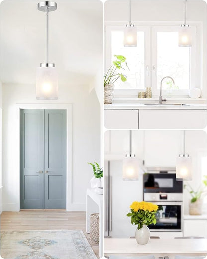 3-Pack White Linen Frosted Glass Lamp Shade, Glass Shade Covers Replacements for Light Fixtures, 1.65 Inch Fitter Globes Lampshades for Chandelier Wall Sconces Pendant Lights Bath Vanity Lights