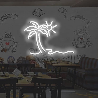 Palm Tree Shaped Neon Night Light Green Neon Signs USB Hanging Wedding Sign Novelty Wall Decorative Neon Signs for Birthday Christmas Party Kids Room Living Room Bedroom, 24 * 16.6 inches