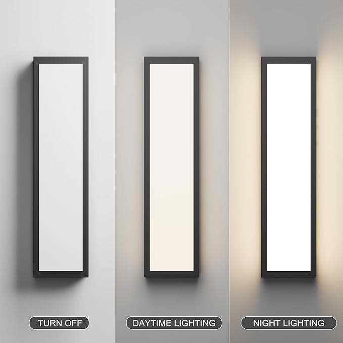 LamQee 23.6 Inch Oversized Modern Outdoor Wall Lights, Brighter 3000K LED Outdoor Sconces Wall Mount Exterior Lighting Fixtures with Rectangular Acrylic Shade for House Porch Patio Garage Front Door