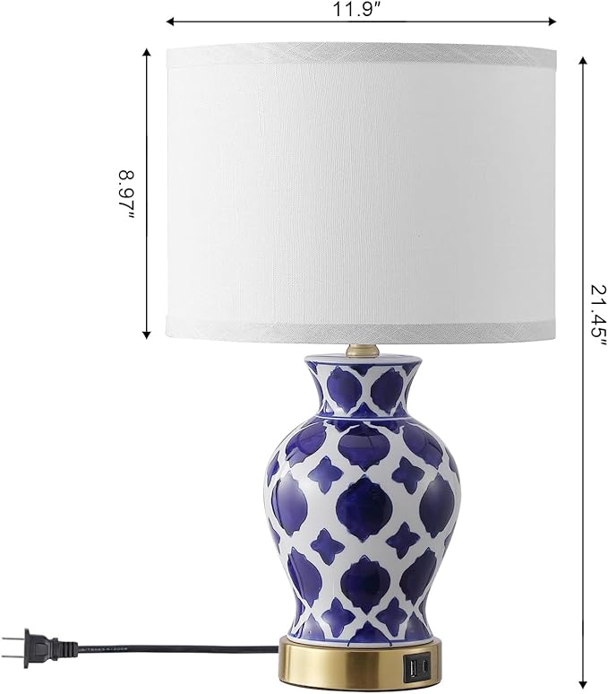 Set of 2 Ceramic Bedside Table Lamp, Minimalist Glazed Ceramic Base with Fabric Shade, Perfect for Bedroom, Nightstand, or Reading Nook, Small Modern Accent Lamp for Soft Lighting