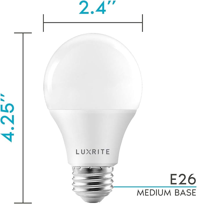 LUXRITE A19 LED Bulb 75W Equivalent, 1100 Lumens, 2700K Warm White, Dimmable Standard LED Light Bulbs 11W, Enclosed Fixture Rated, Energy Star, E26 Medium Base - Indoor and Outdoor (12 Pack)