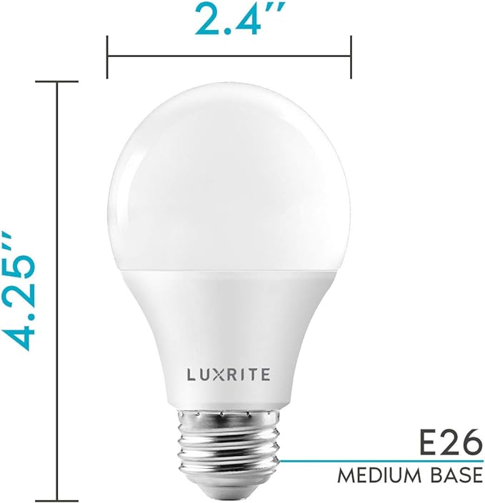 LUXRITE A19 LED Bulb 75W Equivalent, 1100 Lumens, 2700K Warm White, Dimmable Standard LED Light Bulbs 11W, Enclosed Fixture Rated, Energy Star, E26 Medium Base - Indoor and Outdoor (6 Pack)