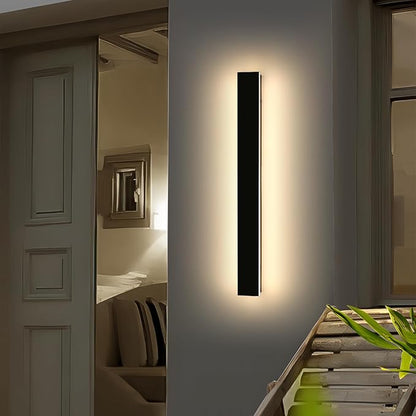 47inch Modern LED Wall Light, 3 Color Lights 3000K/4500K/6000K, IP65 Waterproof Outdoor Light Fixture, Black Aluminum Minimalist Exterior Wall Sconce for Patio, Garden, Garage, Porch