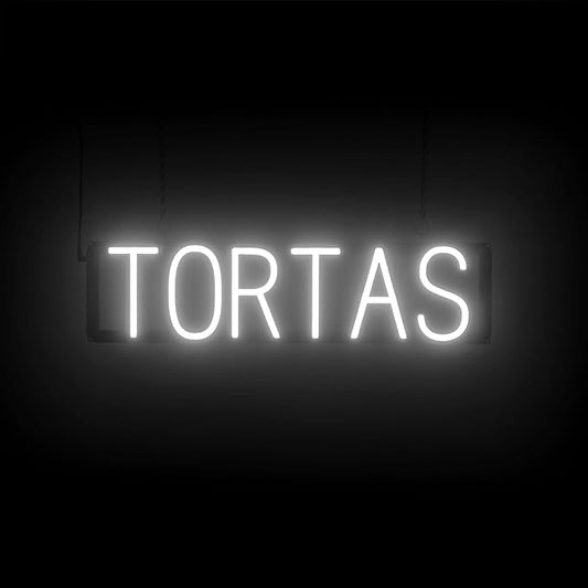SpellBrite TORTAS Sign | Mexican Food-Related Sign with Neon Look, White LED Light Source | 24.8" x 6.3"