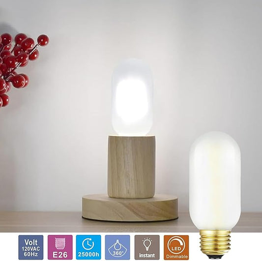 Leools E26 Frosted Edison Bulb 4W Equivalent E26 LED Bulb 40 Watt Dimmable Neutral White 4000K E26 Light Bulb AC120V 400lm Tubular T14 T45 LED Bulb for Pendant,Sputnik,Vanity,Chandeliers Pack of 6