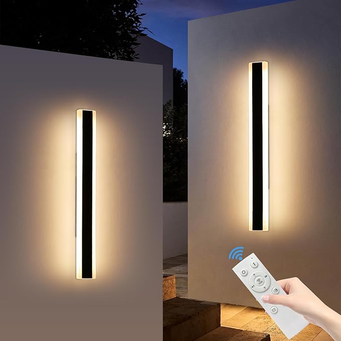 Mikeru 2pack 31.4inch Outdoor Wall Light Fixtures, 10%-100% Dimmable Outdoor Wall Lights Exterior Front Porch Light 3000-6000k Wall Mounted Led Lighting for Basement, Shop,Garage Lighting