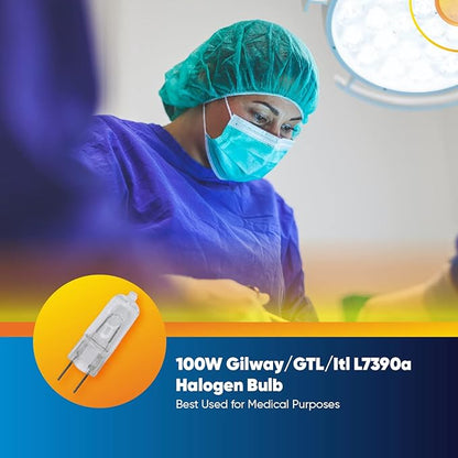 Technical Precision Replacement for Gilway/GTL/Itl L7390a Light Bulb Halogen 100W Light Bulb with GY6.35 2-Pin Base - T4 Bulb 12V Clear Bipin Halogen Bulb - 1 Pack