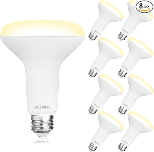 8 Pack BR30 LED Bulb, Dimmable Indoor Flood Lights 7W Equivalent 65W 2700K Soft White, CRI80, 650 LM, E26 Base, 15000 Lifetime Hours, Interior Energy Saving Recessed Light Bulb, Flicker-Free