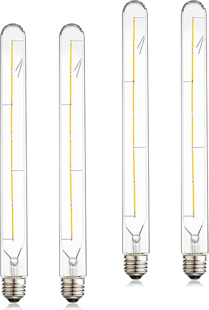 Dimmable Led Tubular Bulb 6W,3000K Soft White,T30 Long Tube Edison Led Vintage Filament Bulb,60W Equivalent,Clear Glass Cover, E26 Medium Base,4-Pack. (11.8in(300mm)-6W)
