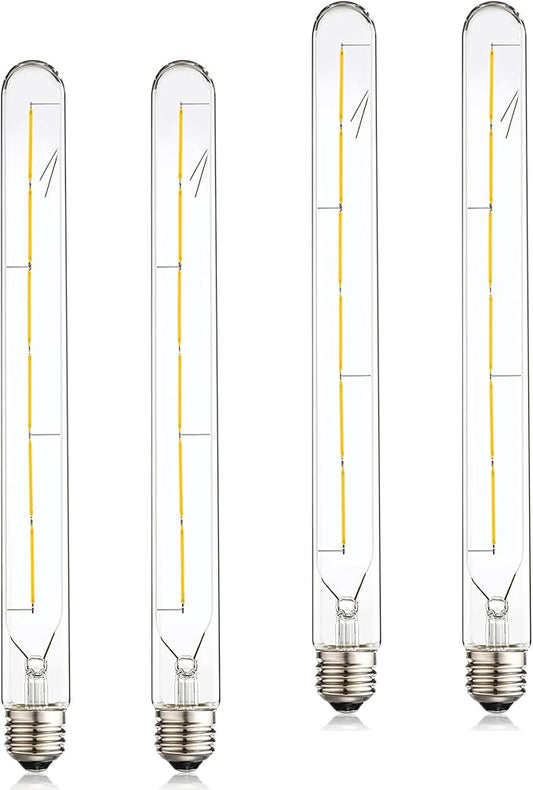 Dimmable Led Tubular Bulb 6W,3000K Soft White,T30 Long Tube Edison Led Vintage Filament Bulb,60W Equivalent,Clear Glass Cover, E26 Medium Base,4-Pack. (11.8in(300mm)-6W)