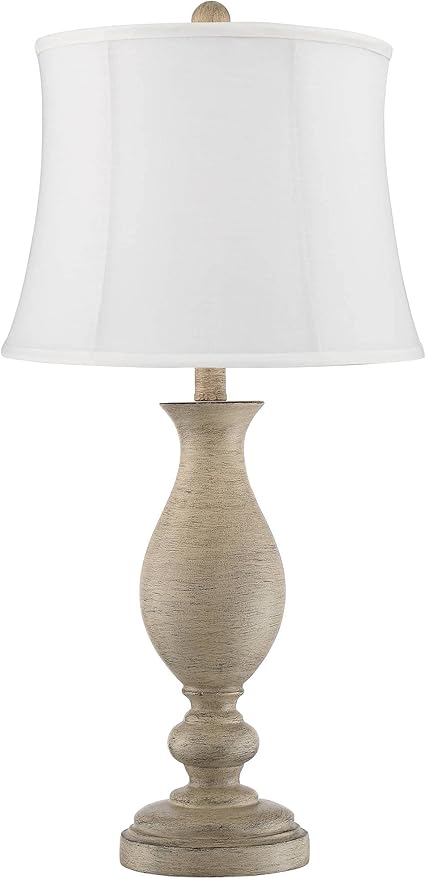 Regency Hill Serena Traditional Country Cottage Table Lamps 27 1/2" Tall Set of 2 Beige Gray Turned Vase White Softback Drum Shade for Bedroom Living Room House Bedside Nightstand Office