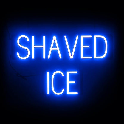 SpellBrite SHAVED ICE Sign | Treat-Related Sign with Neon Look, Blue LED Light Source | 24.9" x 15.0"