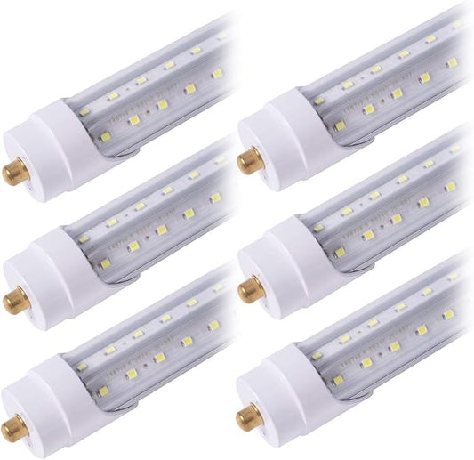 6 Pack 5FT T8 LED Tube Light Bulbs 48W Single Pin Fa8 Cap with Ultra Bright Dual-Row LEDs 6000K Daylight 5 Foot T10 T12 Fluorescent Replacement for Garage, Shop, Warehouse