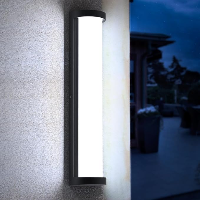 Sytmhoe Dimmable 23.6in 6000K LED Modern Outdoor Wall Light,10%-100% Dimming Porch & Patio Wall Light Fixture,Black Aluminum&Dual PC Wall Lights Suitable for Garage Living Room Courtyard House(6000K)