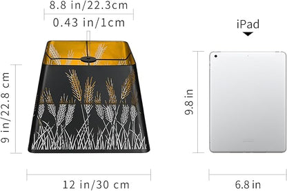 Medium Square Lamp Shades, ALUCSET Metal Lampshade with Pattern of Wheatear for Table Lamp and Floor Light, 9 x 12 x 8.8 Inch, Spider (Black/Gold)