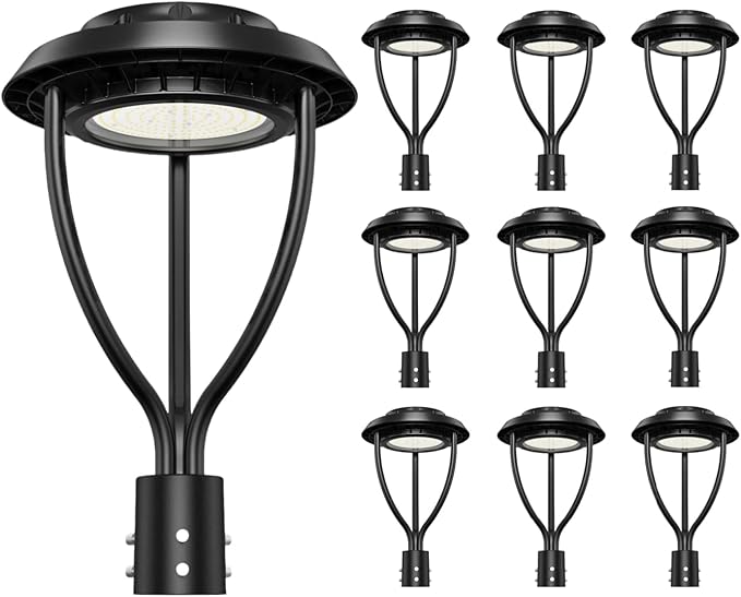 10Pack LED Post Top Light 100W 80W 60W Adjustable with Dusk to Dawn Photocell,15000LM 5000K Outdoor Pole Lights, IP65 Waterproof Outdoor Post Light Fixtures for Garden Yard ETL DLC Listed