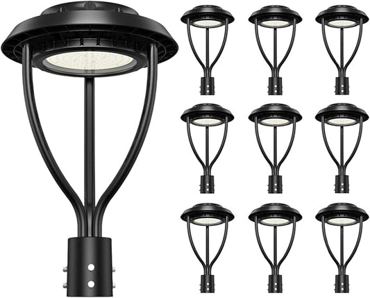 10Pack LED Post Top Light 150W 120W 90W Adjustable with Dusk to Dawn Photocell,22500LM 5000K Outdoor Pole Lights, IP65 Waterproof Outdoor Post Light Fixtures for Garden Yard ETL DLC Listed