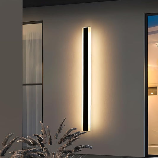Modern Outdoor Wall Light, 59inch Long LED Wall Sconce, IP65 Waterproof, 3000K Warm White, Black Linear Exterior Lighting Fixture Garage Lamp for Porch, Patio, Garage, Shop, Garden
