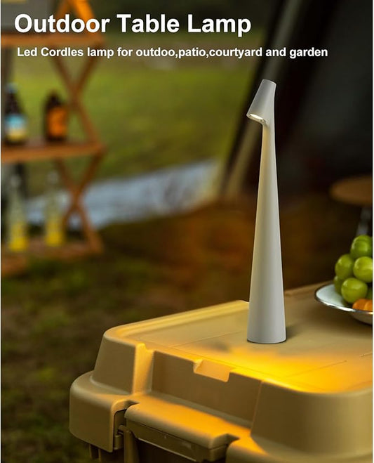 Cordless Small Table Lamps Set of 2,3 Levels Brightness Portable Desk Lamp,Rechargeable Battery Lights for Outdoor, Restaurant, Bedside, Baby Night Light(Grey)