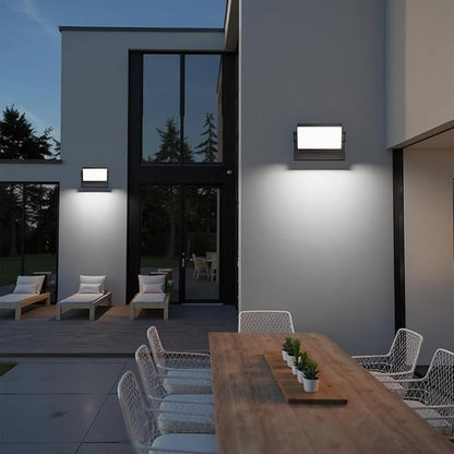 40W LED Outdoor Wall Lights, 5500K Modern Exterior Light Fixtures, IP65 Waterproof Flood Lights, 360 ° Adjustable Head Black Porch Lighting for House (2 Packs)