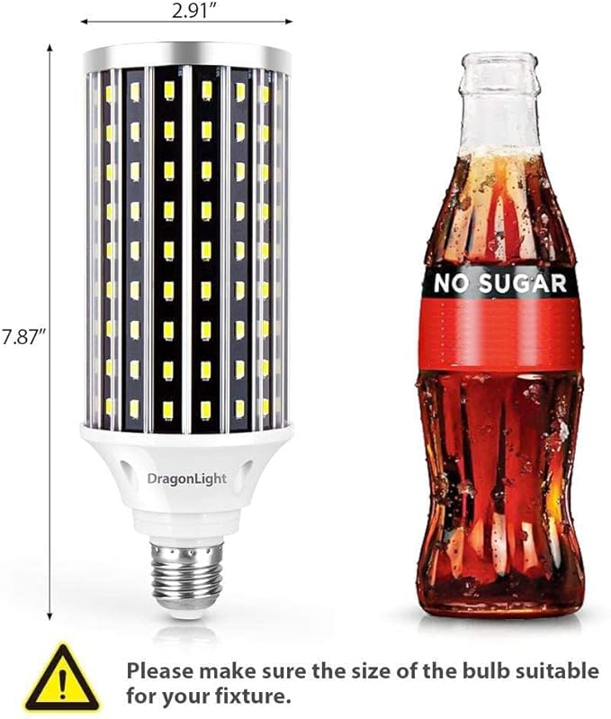 DragonLight 50W Super Bright LED Corn Light Bulbs (400 Watt Equivalent) - E26/E39 Base LED Lamp - 3000K Warm White 5,500 Lumens, Pack of 2